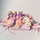 " Magical" Chocolate Covered Strawberries And Flower Arrangement